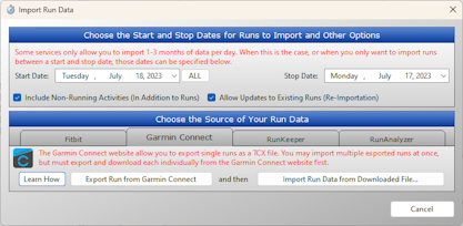 RunAnalyzer Import ScreenShot